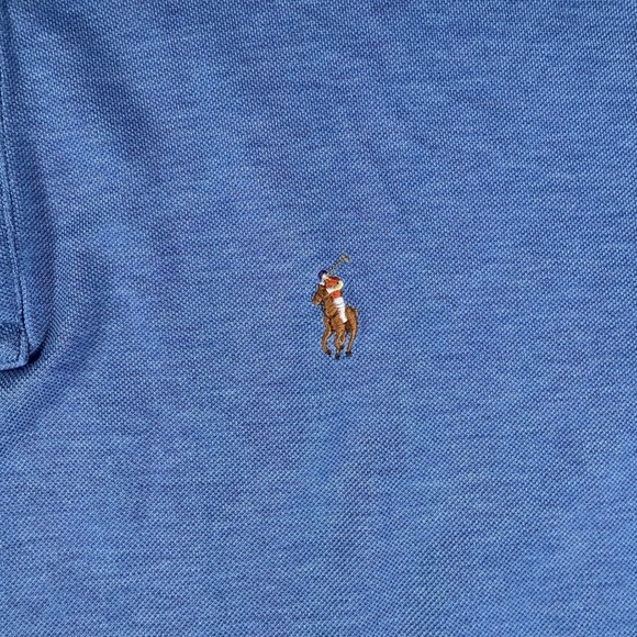 Polo Ralph Lauren Shirt Men's Large Blue Long Sleeve Pima Cotton Flesh Pony - Picture 4 of 6